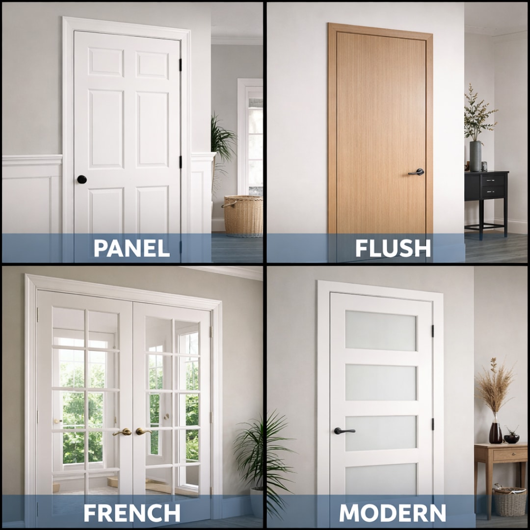 Interior Door Styles Panel Flush French Modern Georgia